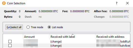 core wallet change address