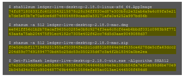 sha512 checksum ledger