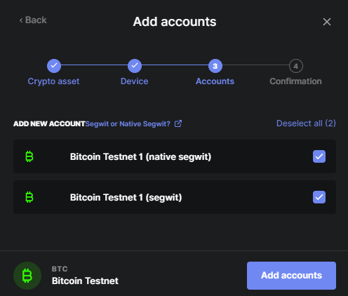 ledger wallet bitcoin legacy or segwit