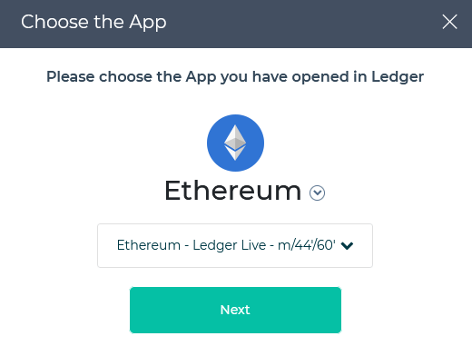 choose ledger app mew