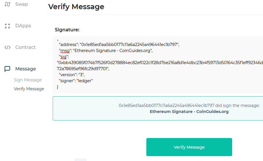 verify signed message