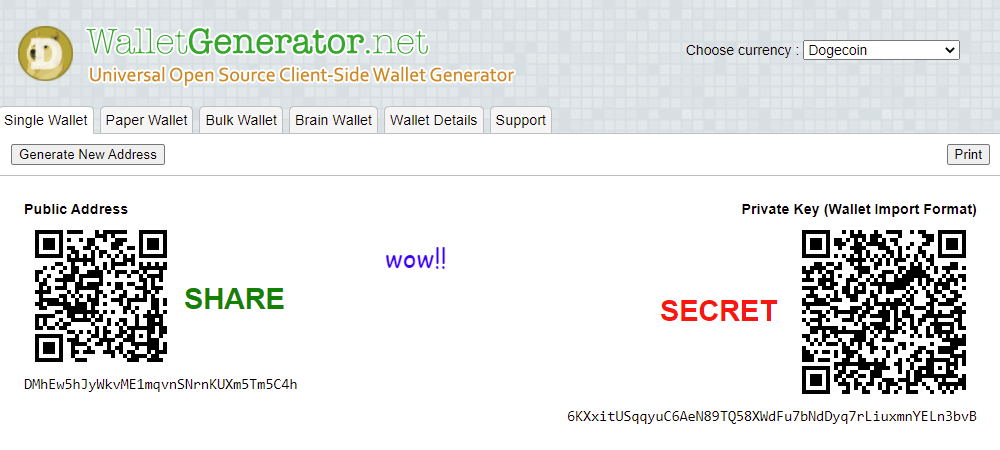 doge wallet generator