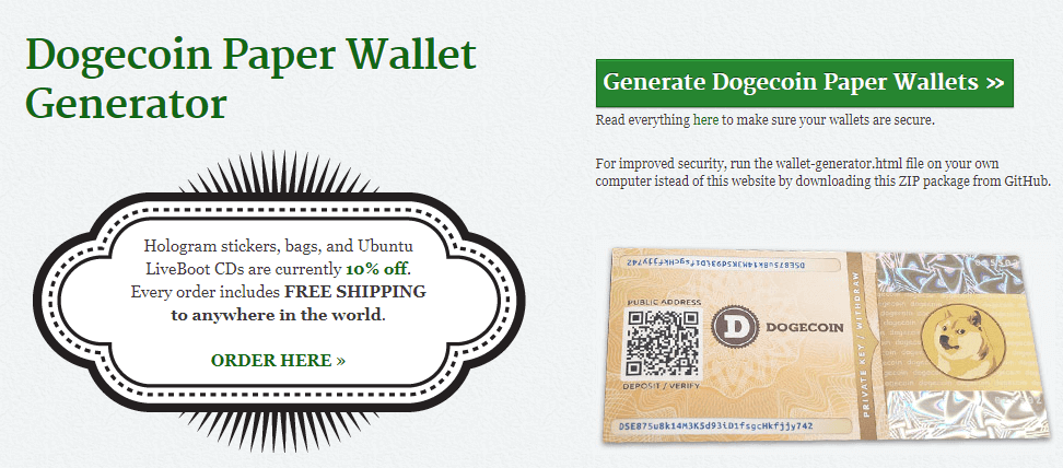 dogecoin paper wallet