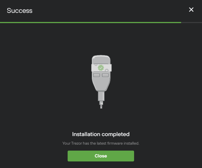 trezor installation complete