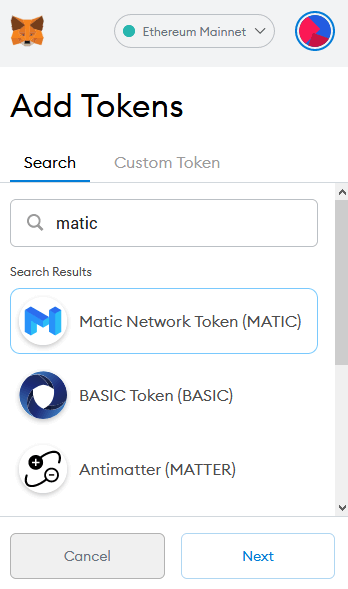 matic wallet metamask