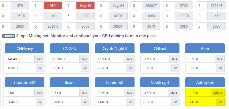 autolykos calculator