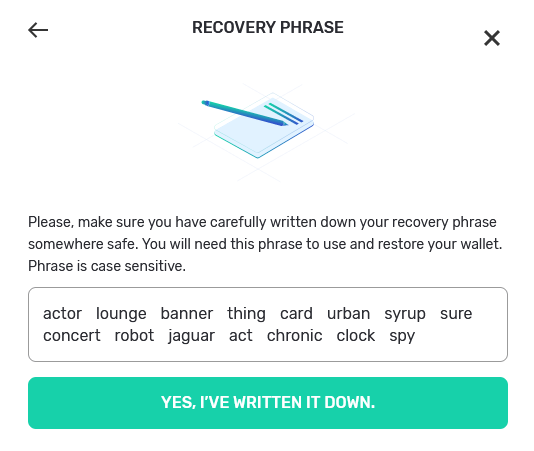 recovery phrase yoroi