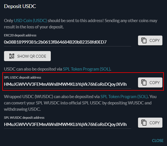 spl token deposit address