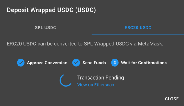 Conversion eth usdc