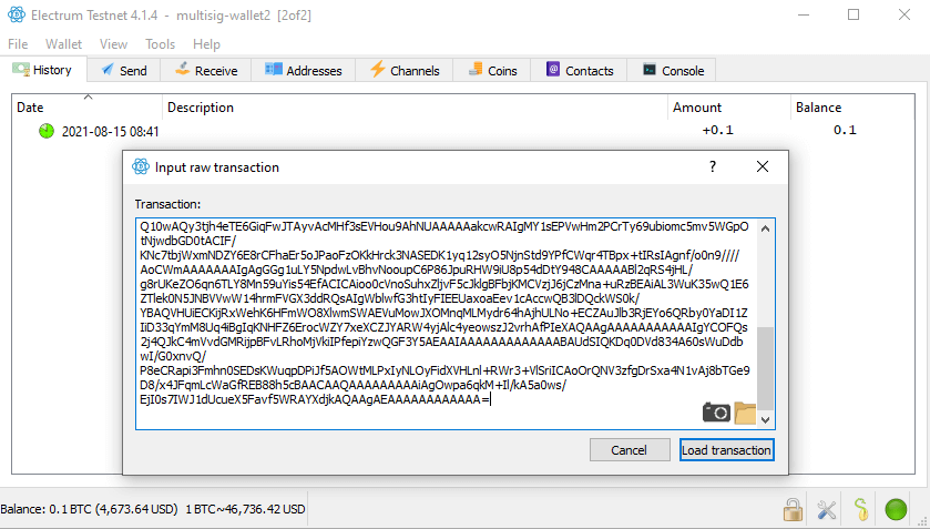 load raw transaction