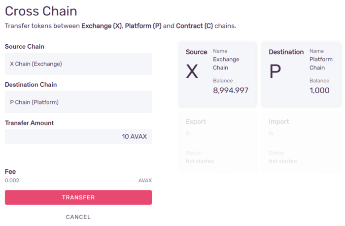 avax transfer chain