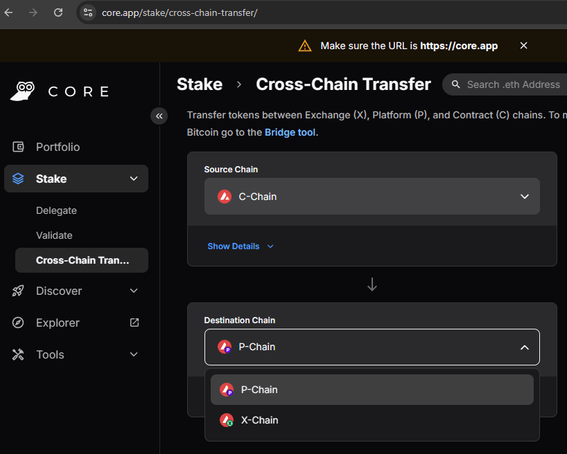 cross chain transfer avax