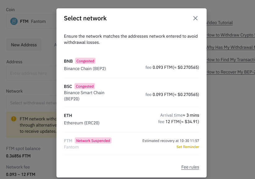 binance fantom withdrawal