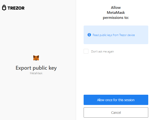 export trezor public keys