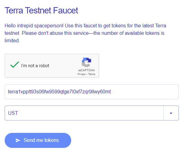 testnet terra faucet