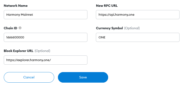 metamask harmony connection