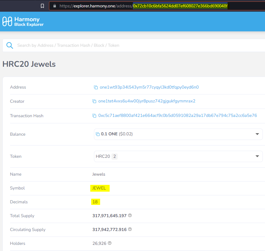 hrc20 token address