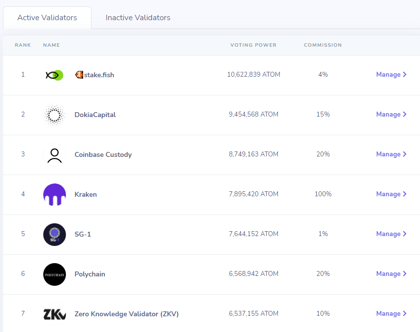 atom staking validators