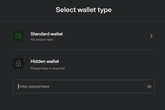 trezor standard hidden wallet