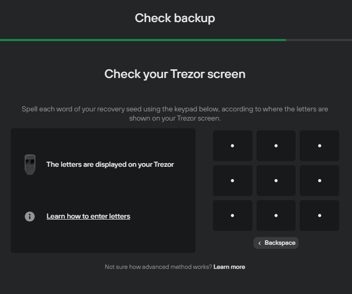 check trezor screen