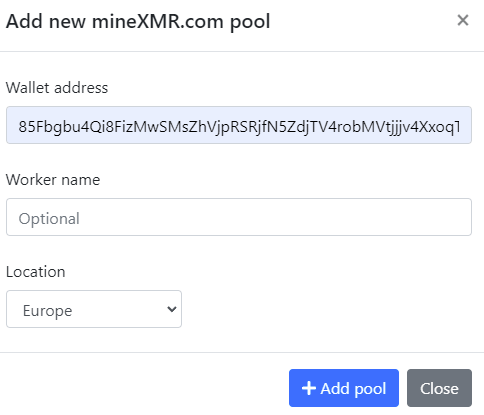 add xmr pool