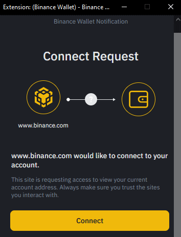 binance connection request