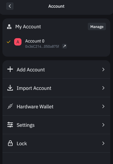 binance wallet settings