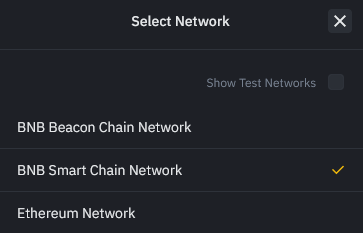 choose binance chain network