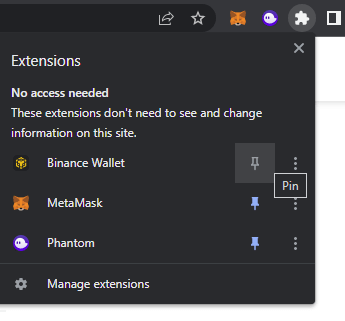 pin binance extension