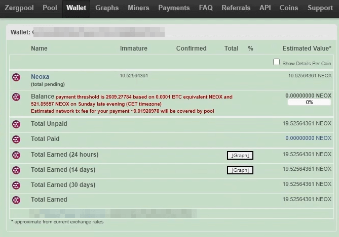 neox pool payout