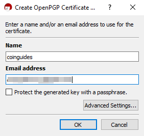 create openpgp certificate