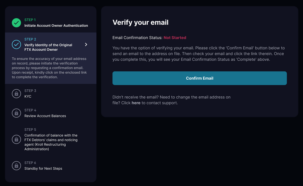 ftx portal confirm email
