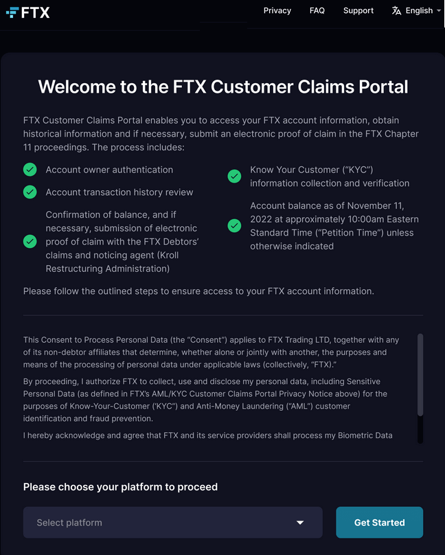 ftx customer claims portal